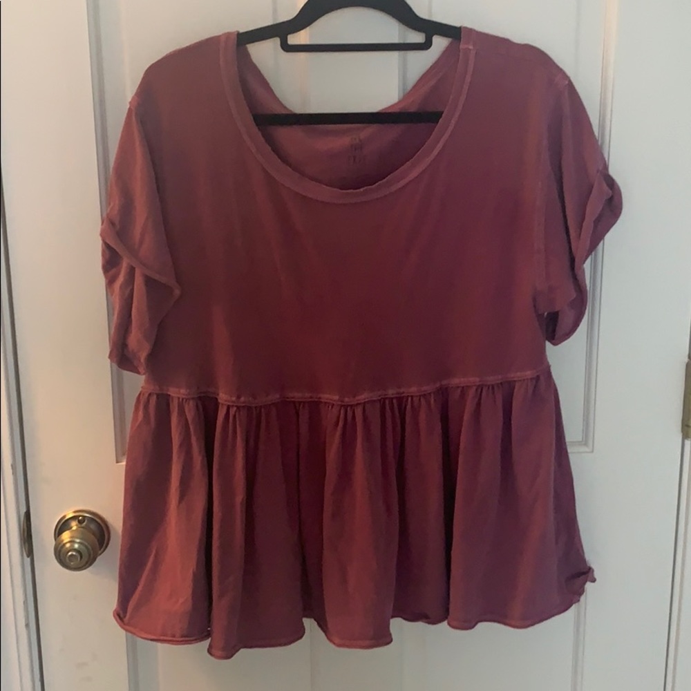 Free People Dusty Dark Pink Top